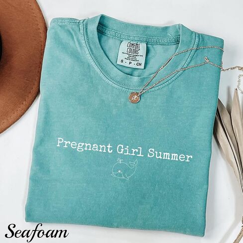 Pregnant Girl Summer Shirt – Maternity Beach Tee with Whale – Cute Summer Pregnancy T-Shirt – Blue Jean Baby Announcement Shirt in Kuwait