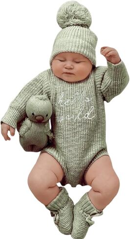 Newborn Baby Boy Clothes Infant Sweater Rompers Boy Cute Knitted Sweatshirt Pullover Tops Fall Winter Clothes Baby Boy Outfit in Kuwait