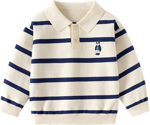 Toddler Baby Boy Striped Knit Sweater Fall Shirt Pullover Long Sleeve Knitted Sweatshirt in Kuwait