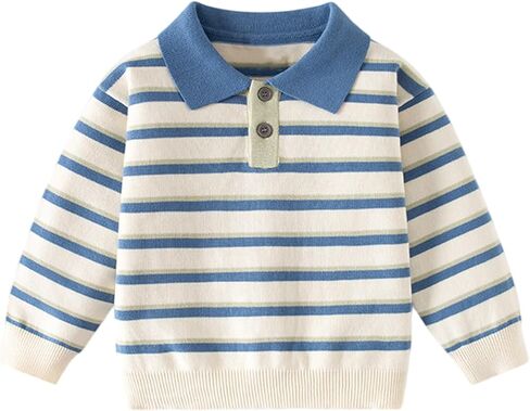 Toddler Baby Boy Striped Knit Sweater Fall Shirt Pullover Long Sleeve Knitted Sweatshirt in Kuwait