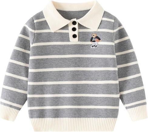Toddler Baby Boy Striped Knit Sweater Fall Shirt Pullover Long Sleeve Knitted Sweatshirt in Kuwait