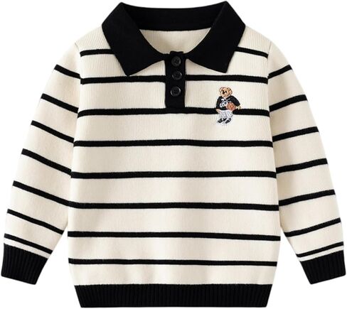 Toddler Baby Boy Striped Knit Sweater Fall Shirt Pullover Long Sleeve Knitted Sweatshirt in Kuwait