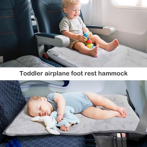 Toddler Airplane Bed, Portable Airplane Seat Extender Travel Bed for Kids, Soft Baby Plane Travel Essentials for Flying, Toddlers Long Flight Must Haves Footrest (Include Inflatable Pillow) in Kuwait