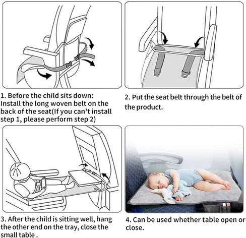 Toddler Airplane Bed, Portable Airplane Seat Extender Travel Bed for Kids, Soft Baby Plane Travel Essentials for Flying, Toddlers Long Flight Must Haves Footrest (Include Inflatable Pillow) in Kuwait