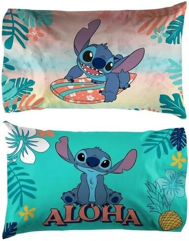 Lilo & Stitch Pillowcase 2 Piece Set Island Design Microfiber Standard Size Pillow Covers for Kids Bedroom & Nursery in Kuwait