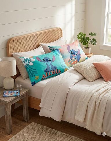 Lilo & Stitch Pillowcase 2 Piece Set Island Design Microfiber Standard Size Pillow Covers for Kids Bedroom & Nursery in Kuwait