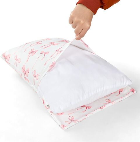 Toddler Pillowcase 2 Pack for Girls, Kid Pillowcase with Envelope Closure, Toddler Pillow Cover for 12"x16" 13"x18" 12"x20" 14"x20" Soft and Breathable Travel Pillowcase, Pink Bow in Kuwait