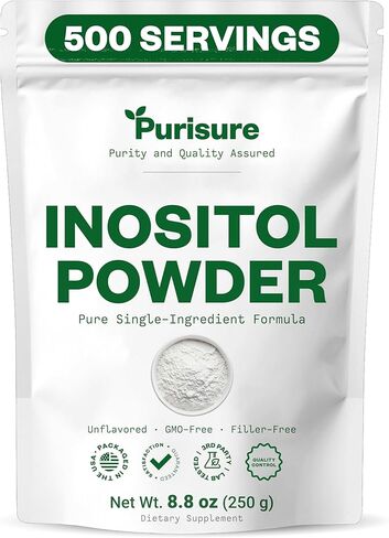 مسحوق Purisure Myo-Inositol، 250 جرام، الخصوبة، التوازن الهرموني ودعم المبيض، مسحوق Inositol النقي، مكمل Myo Inositol لدعم الطاقة وعافية الدماغ، نباتي، غير معدل وراثيًا، 500 حصة in Saudi Arabia