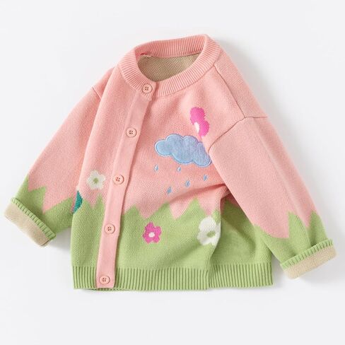 Cute Baby Girls Hearts Knit Cardigan Sweater, Toddler Loose Long Sleeve Shirts Warm Tops for Fall Winter Love Design in Kuwait