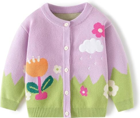 Cute Baby Girls Hearts Knit Cardigan Sweater, Toddler Loose Long Sleeve Shirts Warm Tops for Fall Winter Love Design in Kuwait