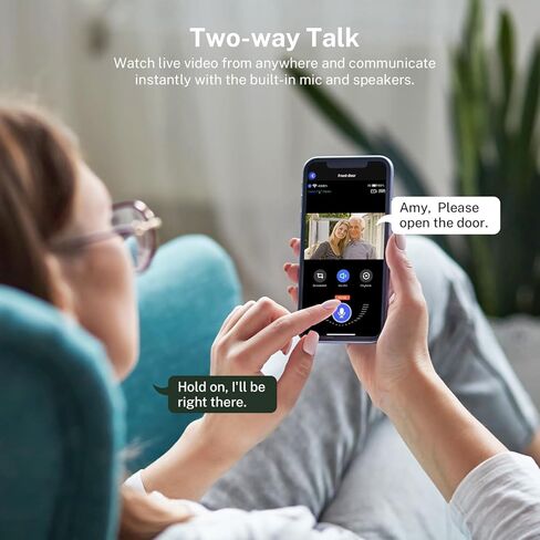 Smart 1080p Video Doorbell Camera with Doorbell Receiver, Live View, AI Human Detection, 2-Way Audio, Night Vision, Cloud Storage (Sold Separately), 2.4G WiFi, Hidden Security in Kuwait