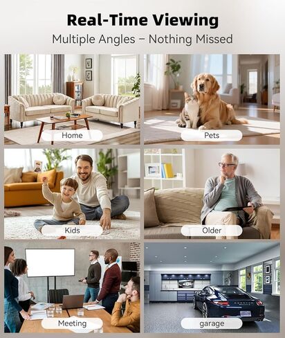 Wireless WiFi Indoor Security Camera with Clock for Home with App Control, Motion Detection, 150° Outdoor Camera with Night Vision & Loop Recording for Office/Shop/Pet/Garage,User-Friendly in Kuwait