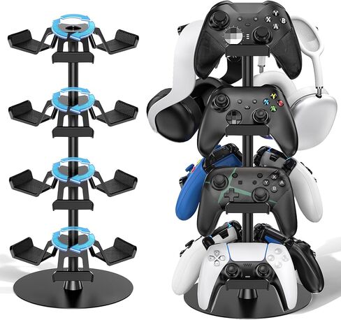 Headset Stand 4 Tiers for Desk, Rotatable Gaming Controller Stand for PS5/PS4/Xbox/Switch2/PS Portal/Phone, Universal PC Gamer Gift Accessory Controller/Headphone Holder for 12 Packs Controller in Kuwait