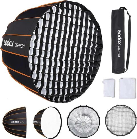 GODOX QR-P90 35.4 بوصة/90 سم سوفت بوكس ​​مكافئ عميق، صندوق تثبيت بوينز سريع الإعداد مع موزعات/شبكة قرص العسل لأضواء الفيديو الفوتوغرافية الشخصية SL-60 AD600BM SK400II VL150 UL150 SL150II in Kuwait