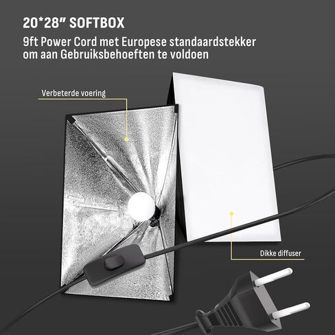 مجموعة إضاءة التصوير الفوتوغرافي من NiceVeedi Softbox مقاس 20 بوصة × 28 بوصة 85 وات 3000K-6000K E27 LED طقم إضاءة Softbox مع ذراع بوم وحامل ثلاثي القوائم 91 بوصة، وأضواء الاستوديو العلوية للتصوير الفوتوغرافي/البث المباشر/الصورة in Kuwait