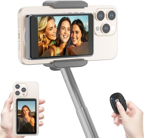 شاشة شاشة Magnetic Selfie Monitor لـ iPhone & Android ، 1800 مللي أمبير في الساعة مع Bluetooth عن بُعد ، وسطوع من 3 مستويات ووضع الشاشة الواسعة ، باستخدام الكاميرا الخلفية للهاتف لخبر selfie لا يتأخر الدفق المباشر لـ Tiktok in Kuwait