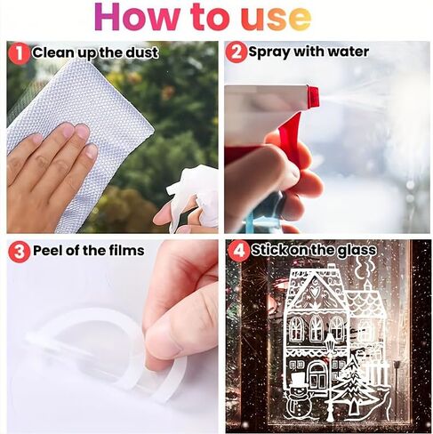 Window Clings for Glass Windows,4 Sheets Winter House Window Decals White Simple Style for Home Cafe Shopping Mall Glass Door Christmas Decor in Kuwait