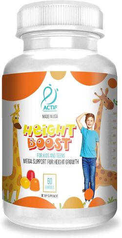 Actif Height Boost دعم كبير لنمو الطول مع أكثر من 10 عوامل، مكمل الارتفاع للأطفال والمراهقين، 60 علكة، نكهة الفراولة، تركيبة سريعة الطول in Saudi Arabia