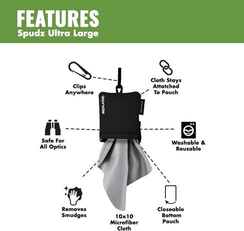 SPUDZ Ultra Microfiber Lens Cleaner with Closeable Bottom – Clip-On Pouch, Washable – for Binoculars, Scopes, Glasses, Screens | Ultra Vibrant Unicorn, 6 x 6 Inch (3-Pack) in Kuwait