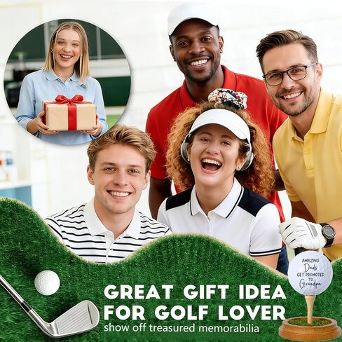 Promoted to Grandpa Pregnancy Announcement Gifts for Grandpa, Funny Pregnancy Announcement Golf Ball Golfing Gift for Grandfather, Promoted to Grandpa Golf Ball Lifelike Turf Display Stand Decor Gifts in Kuwait