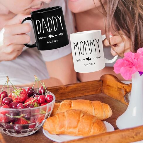 Personalized New Daddy & Mommy Mugs Set - First Time Parents Gift, Baby Reveal Keepsake, Pregnancy Announcement Cup for Expecting Parents (2026) -52 in Kuwait