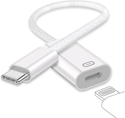 USB C إلى محول صوت سماعة الرأس Lightning ، النوع C من الذكور إلى محول أذن البرق من الإناث مع نقل الرسوم/البيانات ، متوافق مع iPhone 16/15 Plus/Pro/Max ، iPad Pro/Air 6/5/4 ، MacBook in Kuwait