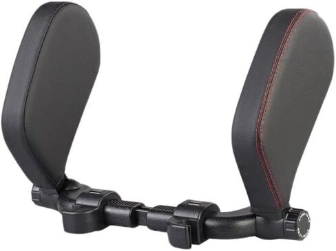 Car Headrest Pillow PU Leather Car Seat Head Neck Support Rest Cushion Universal Headrest Neck Pillow Rest Cushion 360°Adjustable (Black&Red) in Kuwait
