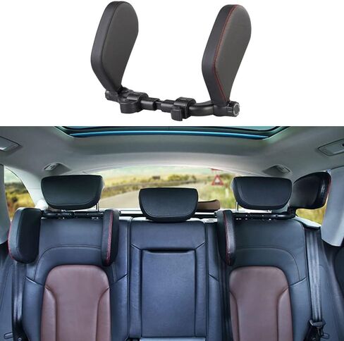 Car Headrest Pillow PU Leather Car Seat Head Neck Support Rest Cushion Universal Headrest Neck Pillow Rest Cushion 360°Adjustable (Black&Red) in Kuwait
