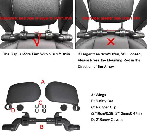 Car Headrest Pillow PU Leather Car Seat Head Neck Support Rest Cushion Universal Headrest Neck Pillow Rest Cushion 360°Adjustable (Black&Red) in Kuwait
