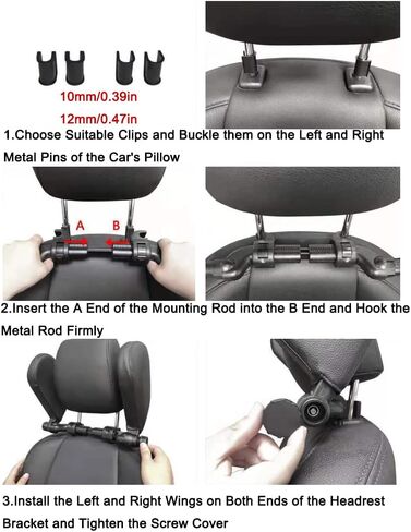 Car Headrest Pillow PU Leather Car Seat Head Neck Support Rest Cushion Universal Headrest Neck Pillow Rest Cushion 360°Adjustable (Black&Red) in Kuwait