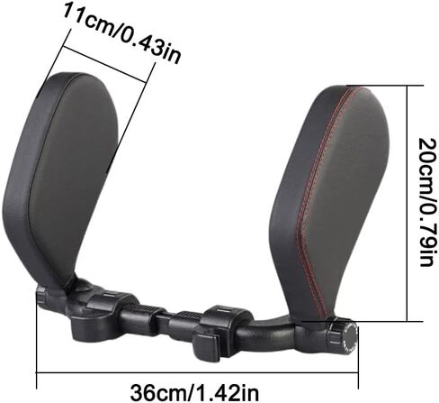 Car Headrest Pillow PU Leather Car Seat Head Neck Support Rest Cushion Universal Headrest Neck Pillow Rest Cushion 360°Adjustable (Black&Red) in Kuwait