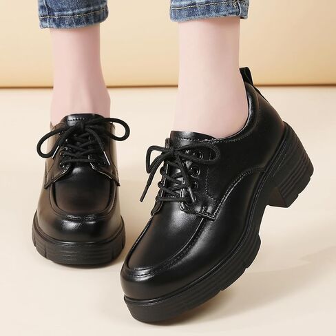 Oxford Shoes for Women Chunky Oxford Shoes Women Platform Oxford Shoes Classic Lace-Up Oxfords for Women, Women's Loafers Comfortable Shoes for Dress Casual Shoes for Office School Daily Wear in Kuwait
