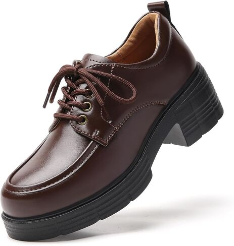Oxford Shoes for Women Chunky Oxford Shoes Women Platform Oxford Shoes Classic Lace-Up Oxfords for Women, Women's Loafers Comfortable Shoes for Dress Casual Shoes for Office School Daily Wear in Kuwait