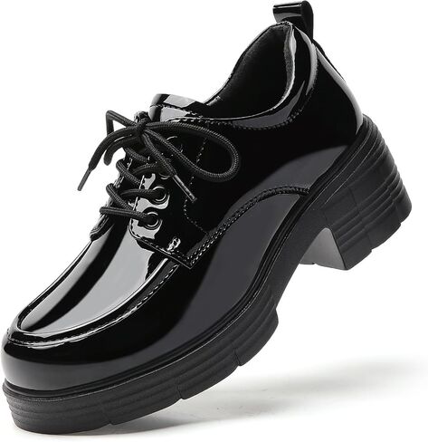 Oxford Shoes for Women Chunky Oxford Shoes Women Platform Oxford Shoes Classic Lace-Up Oxfords for Women, Women's Loafers Comfortable Shoes for Dress Casual Shoes for Office School Daily Wear in Kuwait