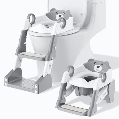 Potty Training Seat,Toddler Toilet Seat for Boys Girls,3-in-1 Potty Training Toilet and Chair with Step Stool Ladder,Anti-Slip Height Adjustable Foldable Splash Guard for Kids (Blue Yellow) in Kuwait