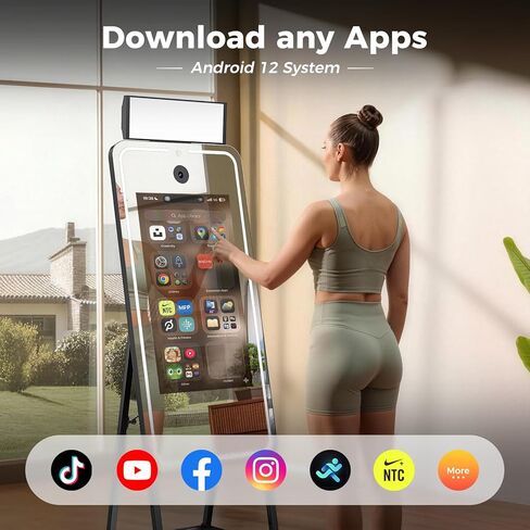 آلة كشك صور المرآة السحرية مع كاميرا بدقة 12 ميجابكسل بدقة 4K عالية الدقة، وشاشة لمس تفاعلية مقاس 32 بوصة، وكشك صور للطباعة الفورية، وCHACKTOK VIP، وجهاز تحكم عن بعد RGB Rlight، مثالية للحفلات (Android، حافظة الطيران) in Kuwait