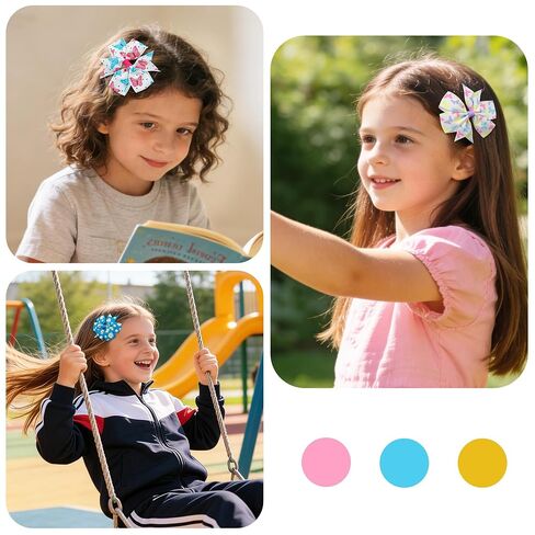 CÉLLOT 40Pcs 3 Inch Boutique Grosgrain Ribbon Pinwheel Hair Bows Alligator Clips For Girls Toddlers Accessories Teens Gifts In Pairs(Fresh Color) in Kuwait