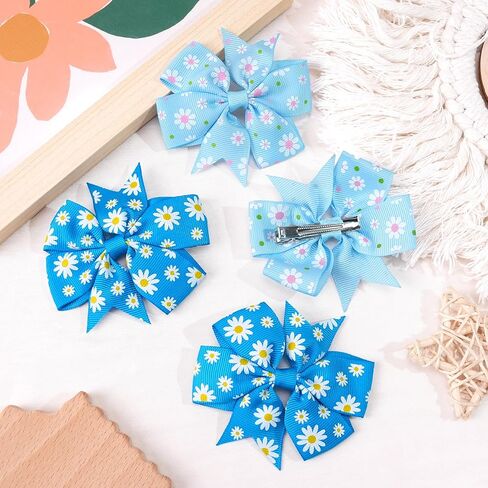 CÉLLOT 40Pcs 3 Inch Boutique Grosgrain Ribbon Pinwheel Hair Bows Alligator Clips For Girls Toddlers Accessories Teens Gifts In Pairs(Fresh Color) in Kuwait