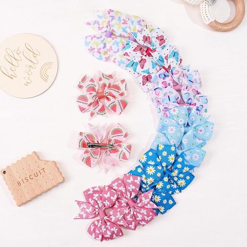 CÉLLOT 40Pcs 3 Inch Boutique Grosgrain Ribbon Pinwheel Hair Bows Alligator Clips For Girls Toddlers Accessories Teens Gifts In Pairs(Fresh Color) in Kuwait
