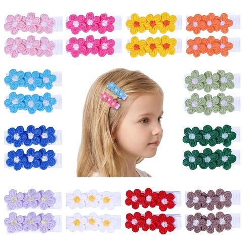 24 Pcs Flower Baby Hair Clips, 1.65 In Toddler Hair Clips for Girl Handmade Fully Lined Wrapped by Soft Fabric Cloth Toddler Kids School Age Girls Gifts in Kuwait