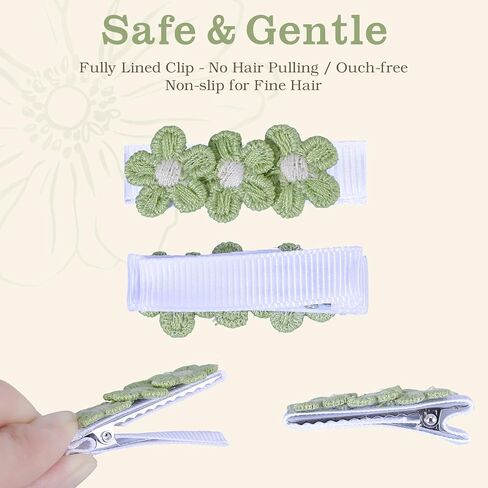 24 Pcs Flower Baby Hair Clips, 1.65 In Toddler Hair Clips for Girl Handmade Fully Lined Wrapped by Soft Fabric Cloth Toddler Kids School Age Girls Gifts in Kuwait