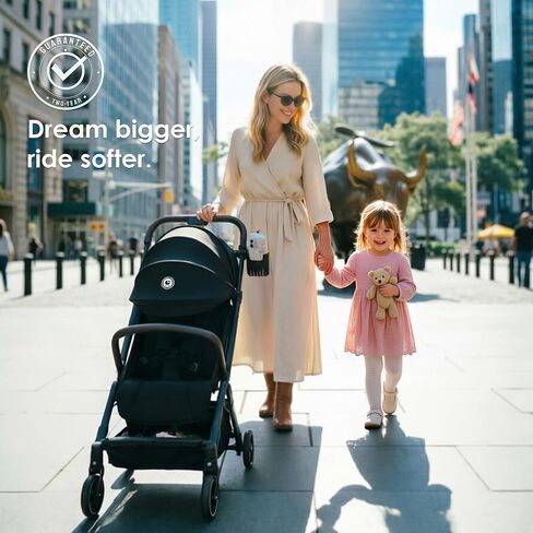 Lightweight Travel Stroller, One-Hand Fold Airplane Carry-On, Compact Baby & Toddler Stroller with Cup & Phone Holder, 6.6 lbs Capacity Basket, Adjustable Reclining Backrest, Black in Kuwait