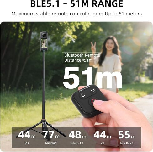 جهاز تحكم عن بعد بلوتوث لـ Insta360 X5/X4/X3/ACE Pro 2/Go 3s، جهاز تحكم ذكي مقاوم للماء بمدى 51 متر لـ GoPro Hero 13/12/11/10/9/8، لـ DJ Osmo Action 6/5 Pro/4/3/360 وملحقات الهاتف in Kuwait
