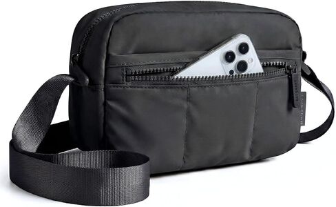 BAGSMART 2 في 1 حقيبة كتف منتفخة للكاميرا 2 في 1 حقيبة كتف صغيرة للكاميرا DSLR/SLR/حقيبة كاميرا تصوير فوتوغرافي بدون مرآة للمصورين، أسود in Saudi Arabia