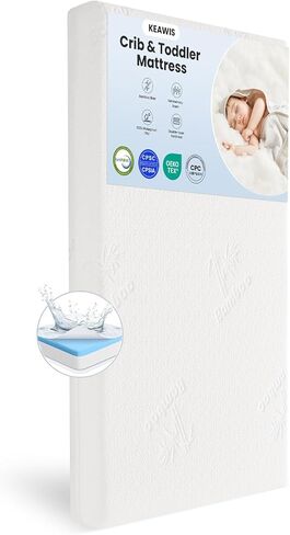 KEAWIS Memory Foam Crib & Toddler Mattress: Dual-Sided Soft Cribs mattresses for Waterproof - 52" x 27.6" x 5" - Breathable - Bamboo Toddler Bed Mattress Fits Baby and Kids in Kuwait