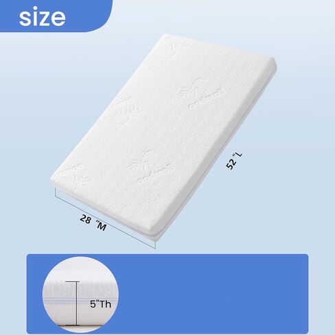 KEAWIS Memory Foam Crib & Toddler Mattress: Dual-Sided Soft Cribs mattresses for Waterproof - 52" x 27.6" x 5" - Breathable - Bamboo Toddler Bed Mattress Fits Baby and Kids in Kuwait