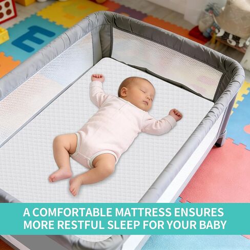 Pack and Play Mattress 38"x26"x1.5", Waterproof Pack n Play Mattresses High Density Foam Crib Mattress with Breathable Soft Removable Washable Cover for Baby Toddler in Kuwait