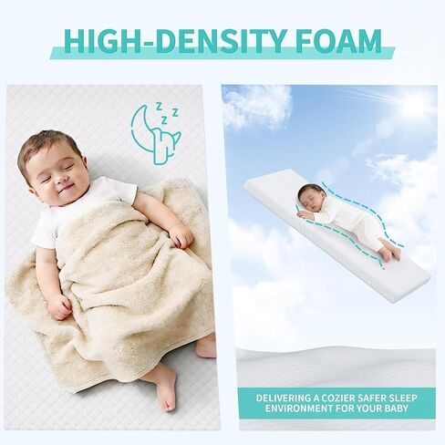 Pack and Play Mattress 38"x26"x1.5", Waterproof Pack n Play Mattresses High Density Foam Crib Mattress with Breathable Soft Removable Washable Cover for Baby Toddler in Kuwait