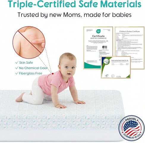 4 in 1 Crib Mattress, 6" Dual Sided Memory Foam Toddler Bed Mattress, Cotton Heat & Tencel Cooling Cover, Firm Breathable Baby Mattress for Infant & Toddler, Waterproof Linning & Washable in Kuwait