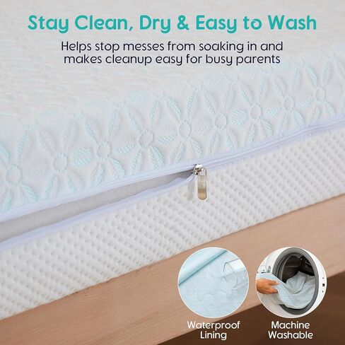 4 in 1 Crib Mattress, 6" Dual Sided Memory Foam Toddler Bed Mattress, Cotton Heat & Tencel Cooling Cover, Firm Breathable Baby Mattress for Infant & Toddler, Waterproof Linning & Washable in Kuwait